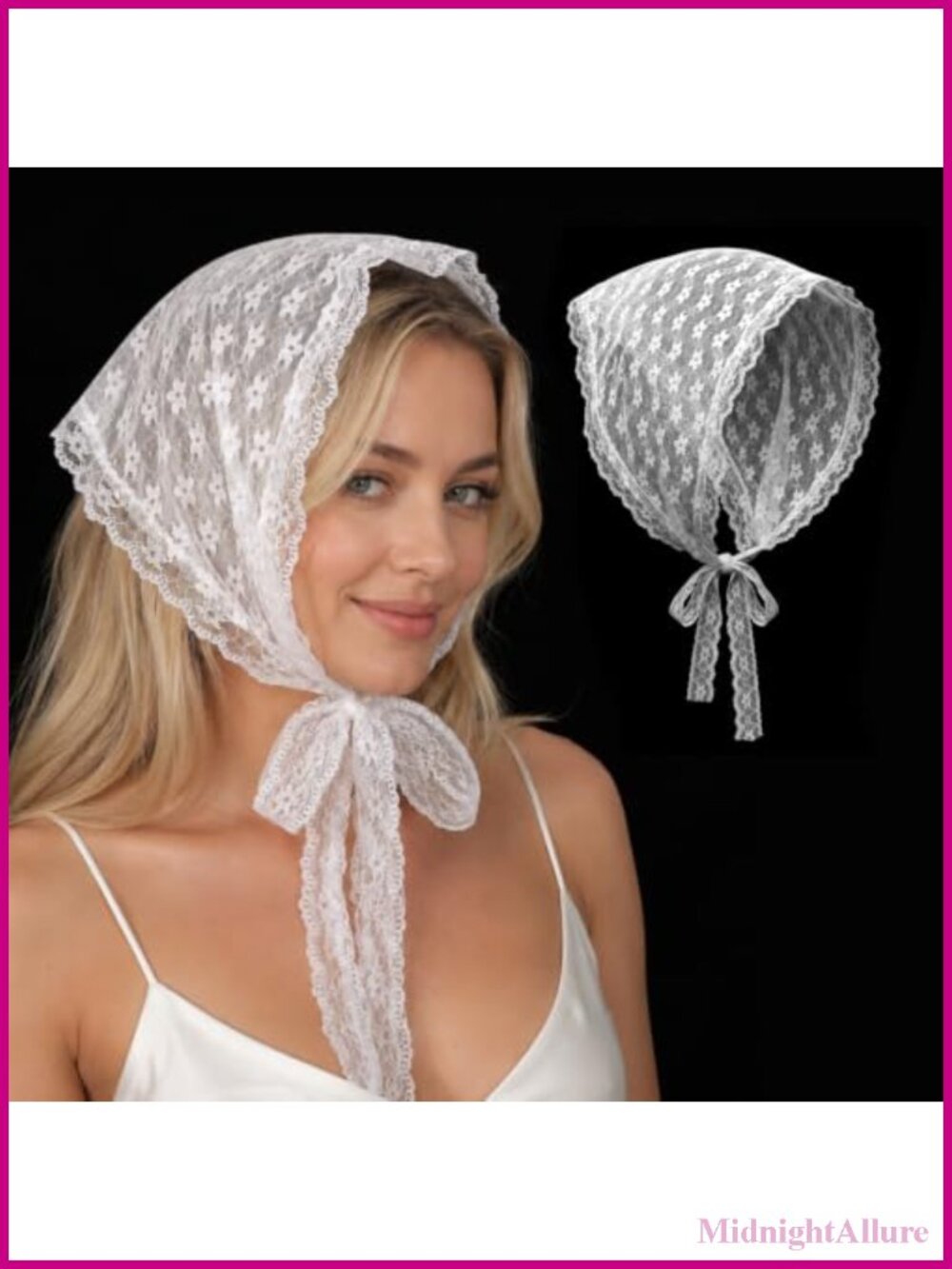 Lace Head Scarf Floral Triangle Hair Bandana Tie Back Kerchief